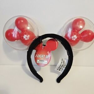 Disney Parks Mickey Mouse Ears Light Up Balloon Red BEST DAY EVER Headband NWT